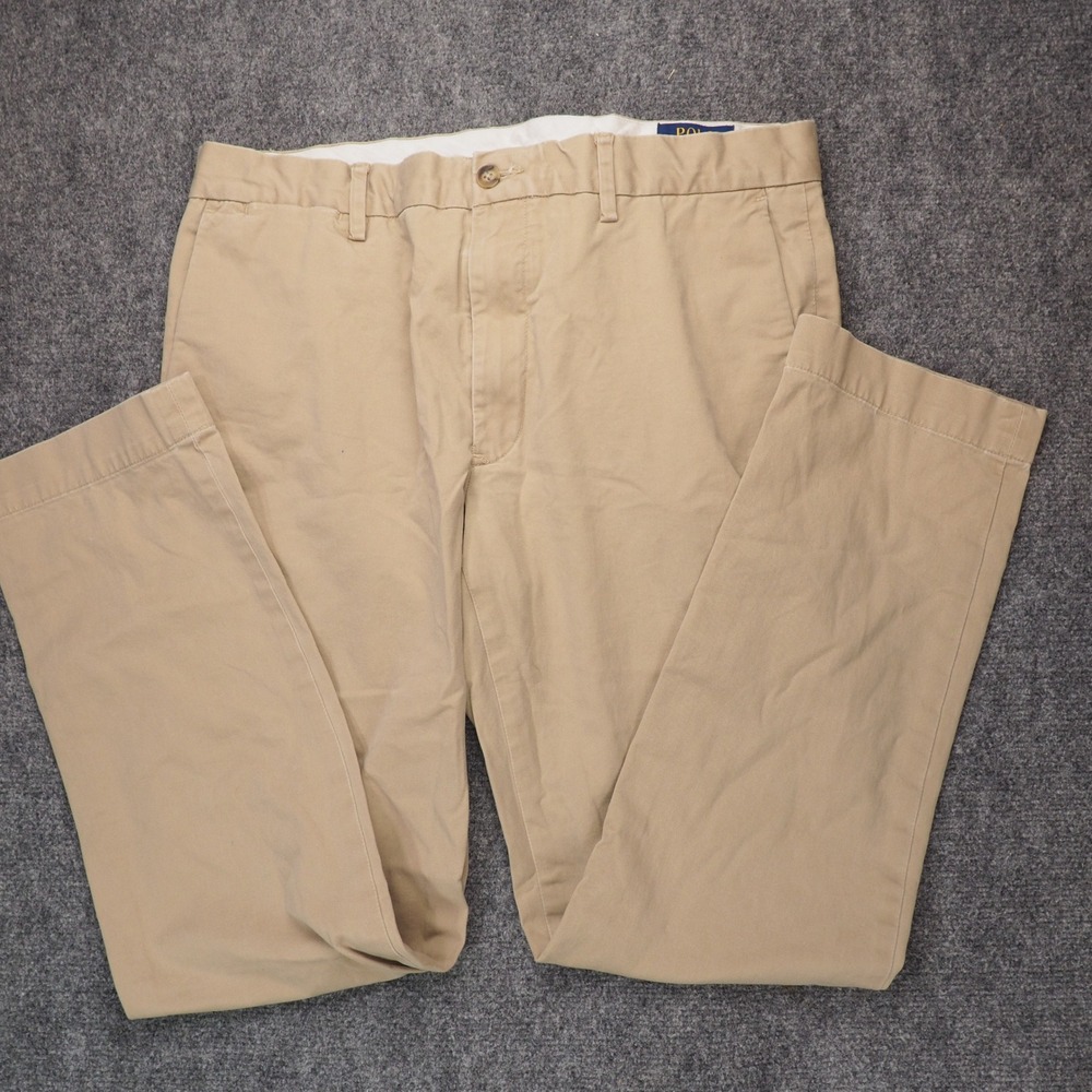 Polo Ralph Lauren Chino Pants Mens 34x30 Tan Stretch Slim Fit Preppy Casual